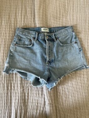 AGOLDE PARKER Light Blue High-Rise Denim Cutoff Shorts